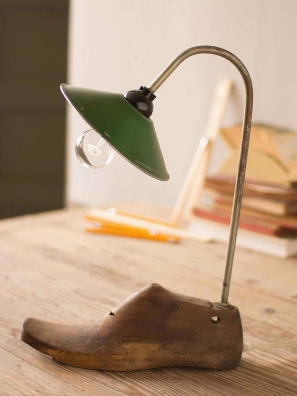 Vintage Wooden Cobler Shoe Lamp